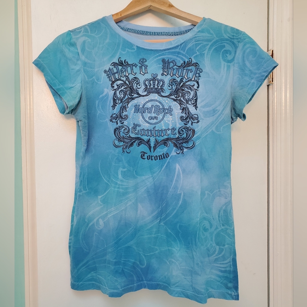 Hard Rock Cafe Toronto Blue Bedazzled T-shirt